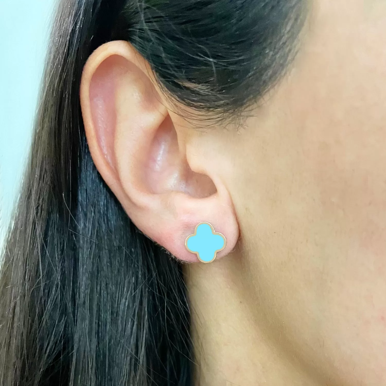 Small Turquoise Clover Stud Earrings