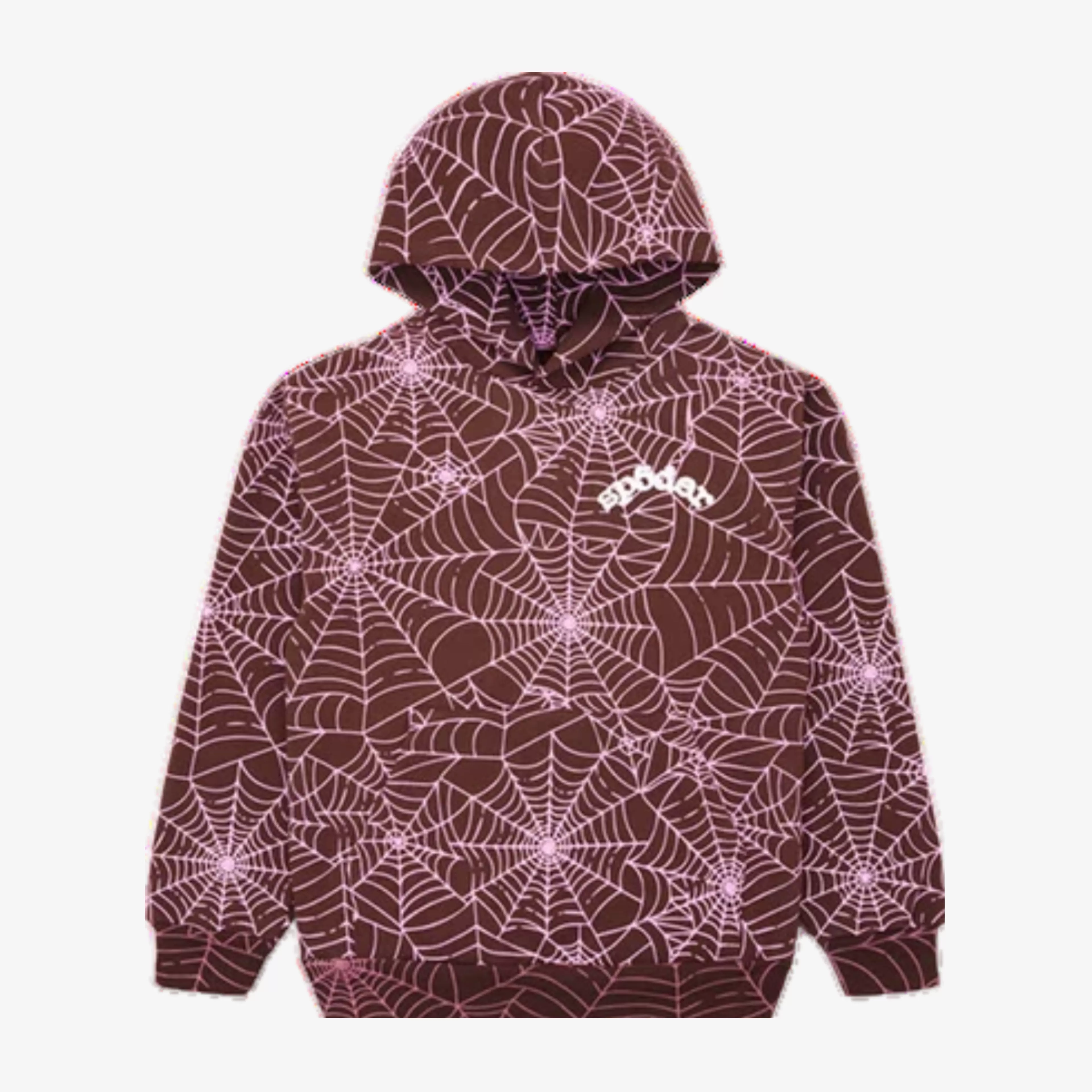 Sp5der 'AOP Web' Pullover Hoodie Brown SS24