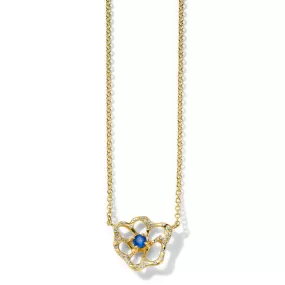 Stardust Flora Small Necklace in Blue Sapphire and Diamonds