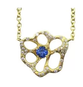 Stardust Flora Small Necklace in Blue Sapphire and Diamonds