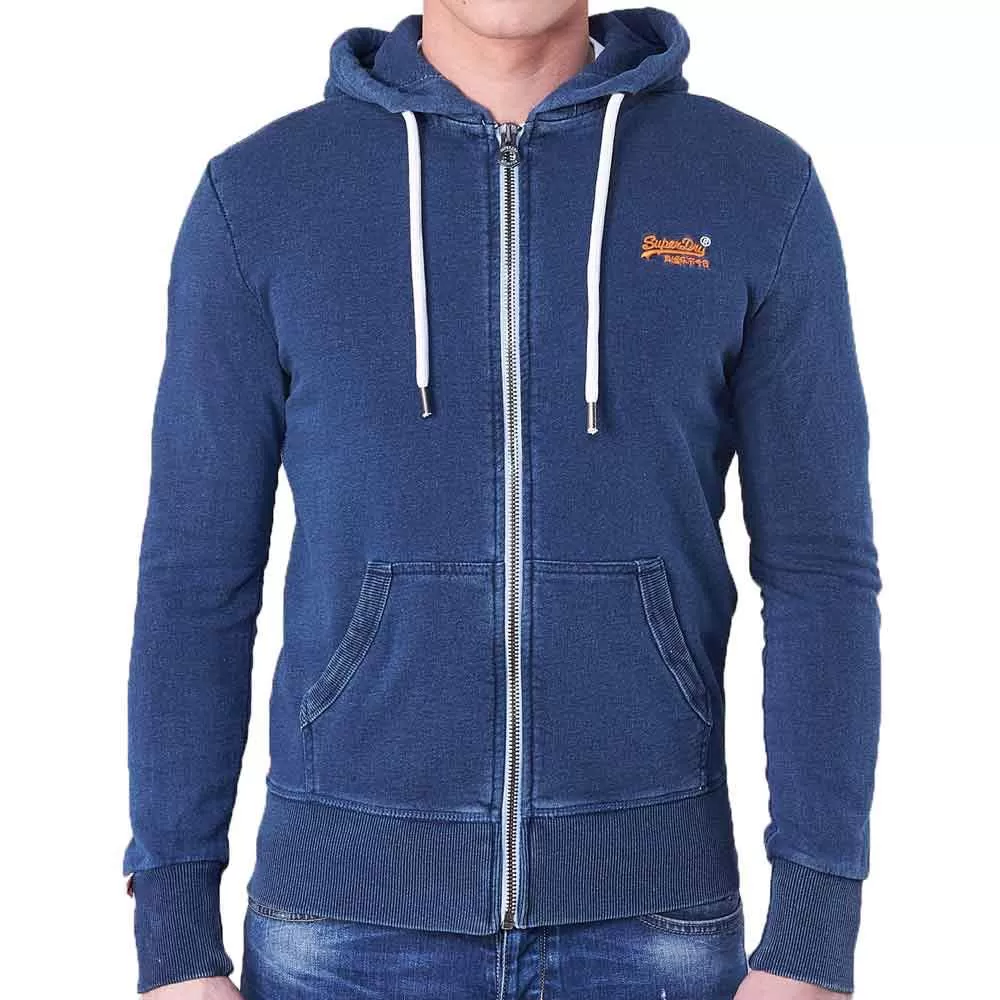 Superdry Orange Label Lite Zip Up Hoodie - Light Marine Indigo