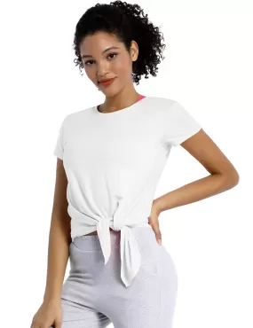 Tie Up Crop Top Short Sleeve T-Shirt white