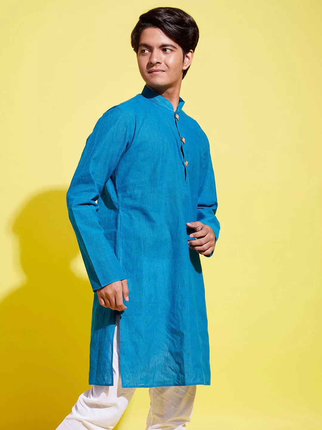 VASTRAMAY Boy's Light Blue Cotton Kurta