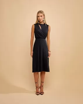 VESTIDO CLUDIA OLIVEIRA GT03653 PRETO SUYANE JERSEY GOTA