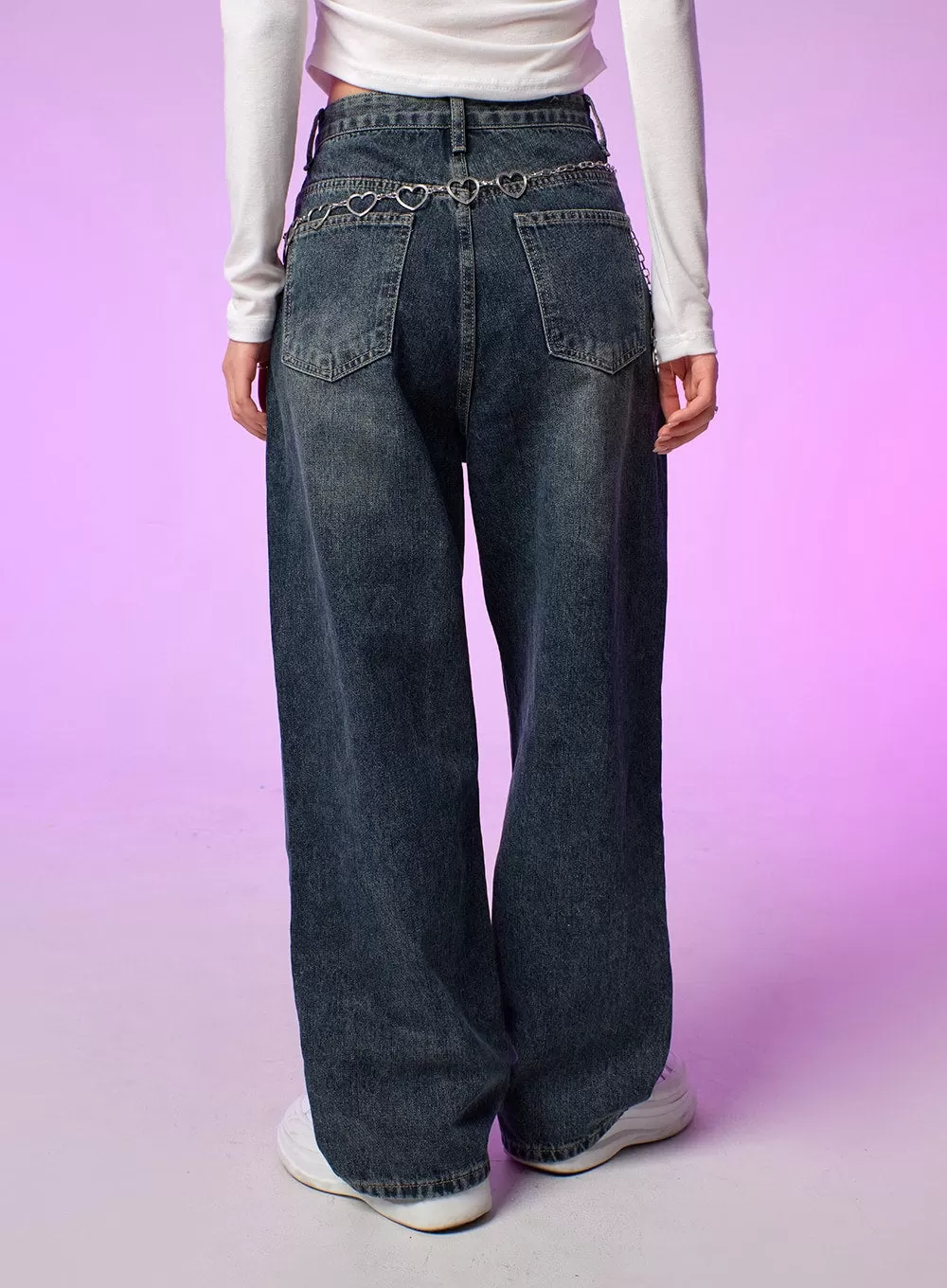 Washed Wide-Leg Jeans IJ430