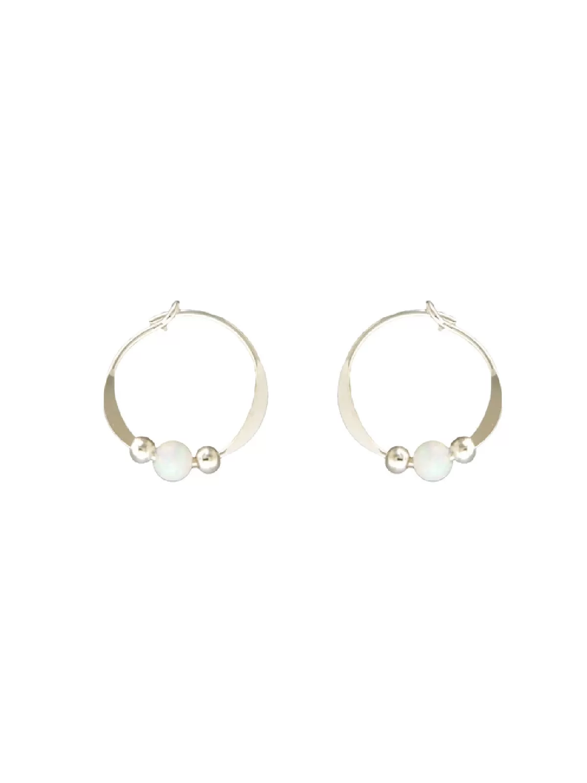 White Opal Beaded Hoops