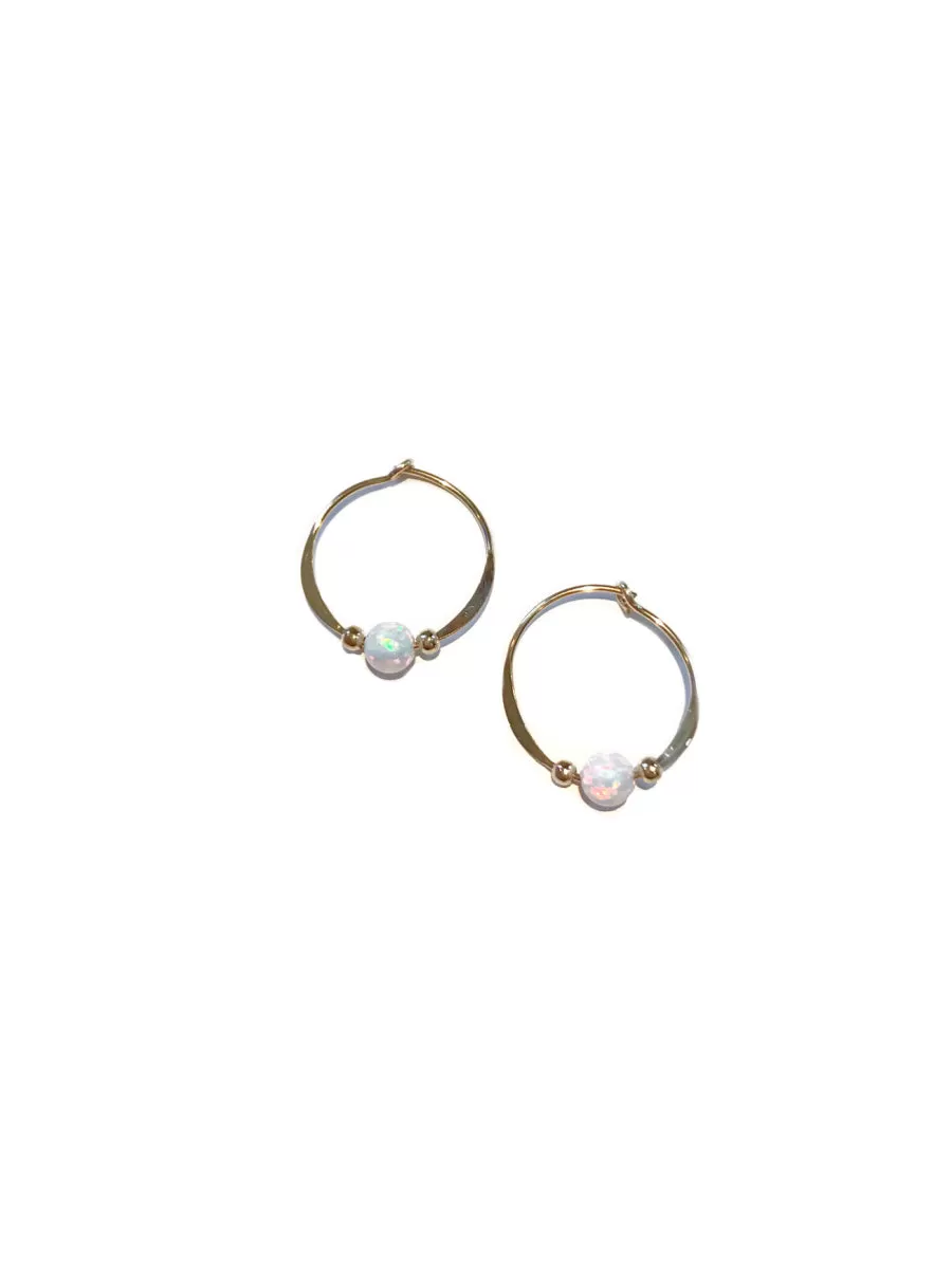 White Opal Beaded Hoops