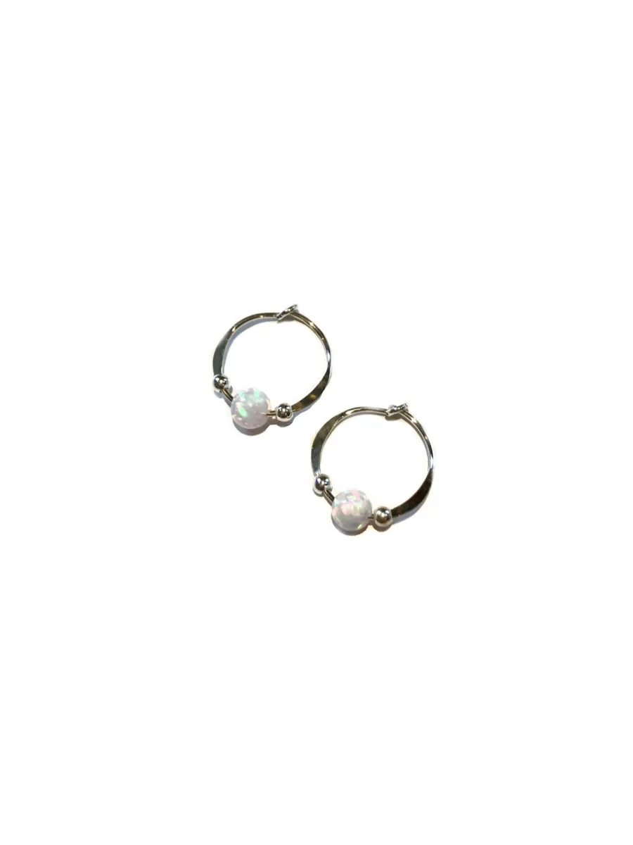 White Opal Beaded Hoops