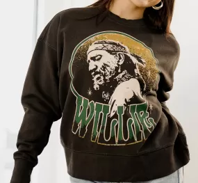 Willie Nelson Crystal Smoke Hi-Dive Oversized Crew Sweatshirt