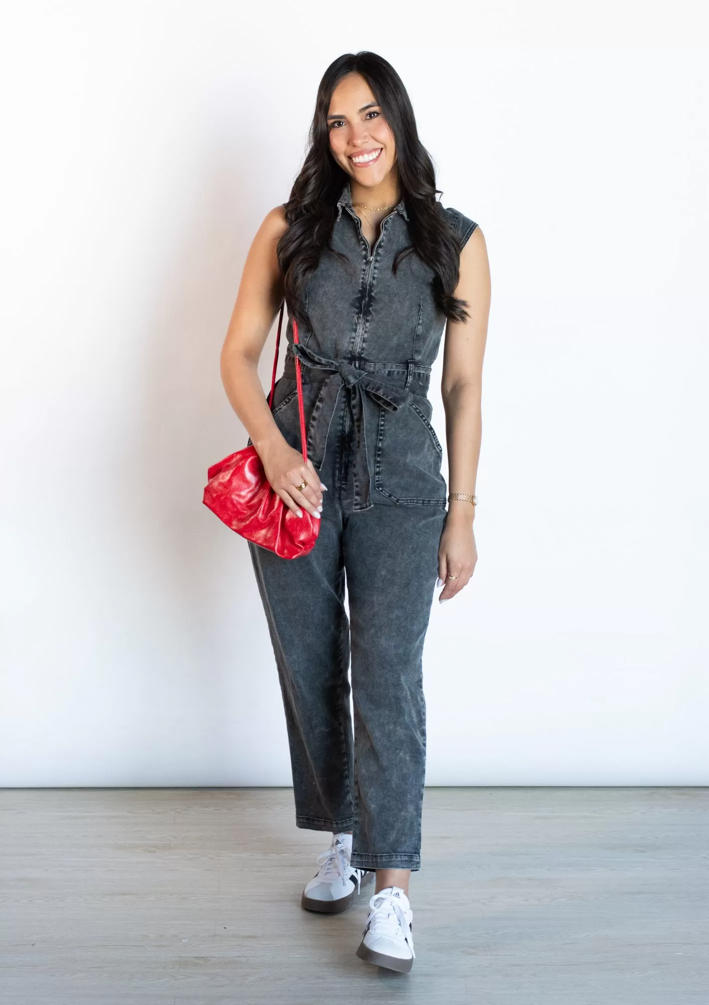 Wishful Thinking Black Washed Denim Jumpsuit