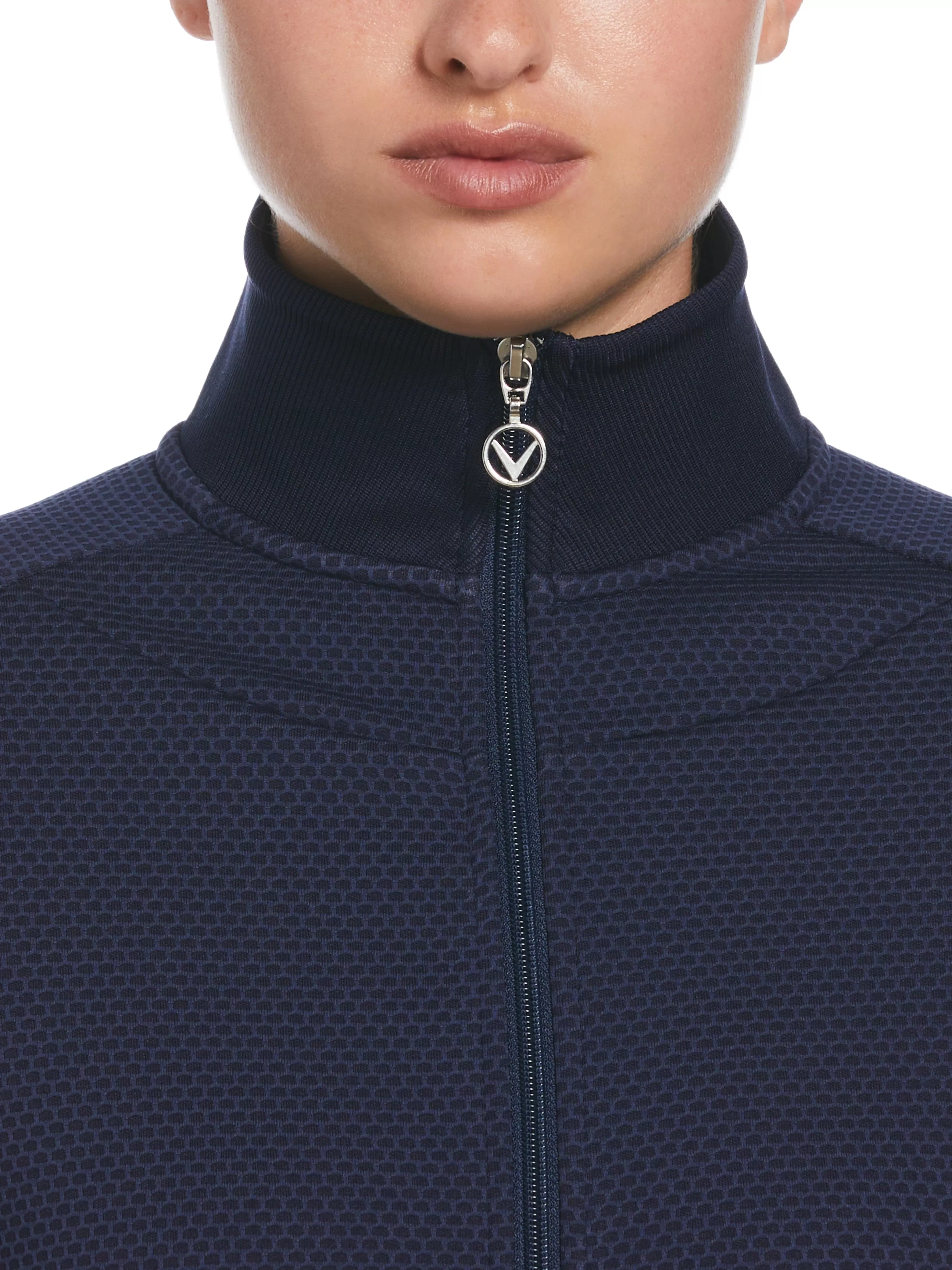 Womens Hexagon Heather Fleece Golf Jacket