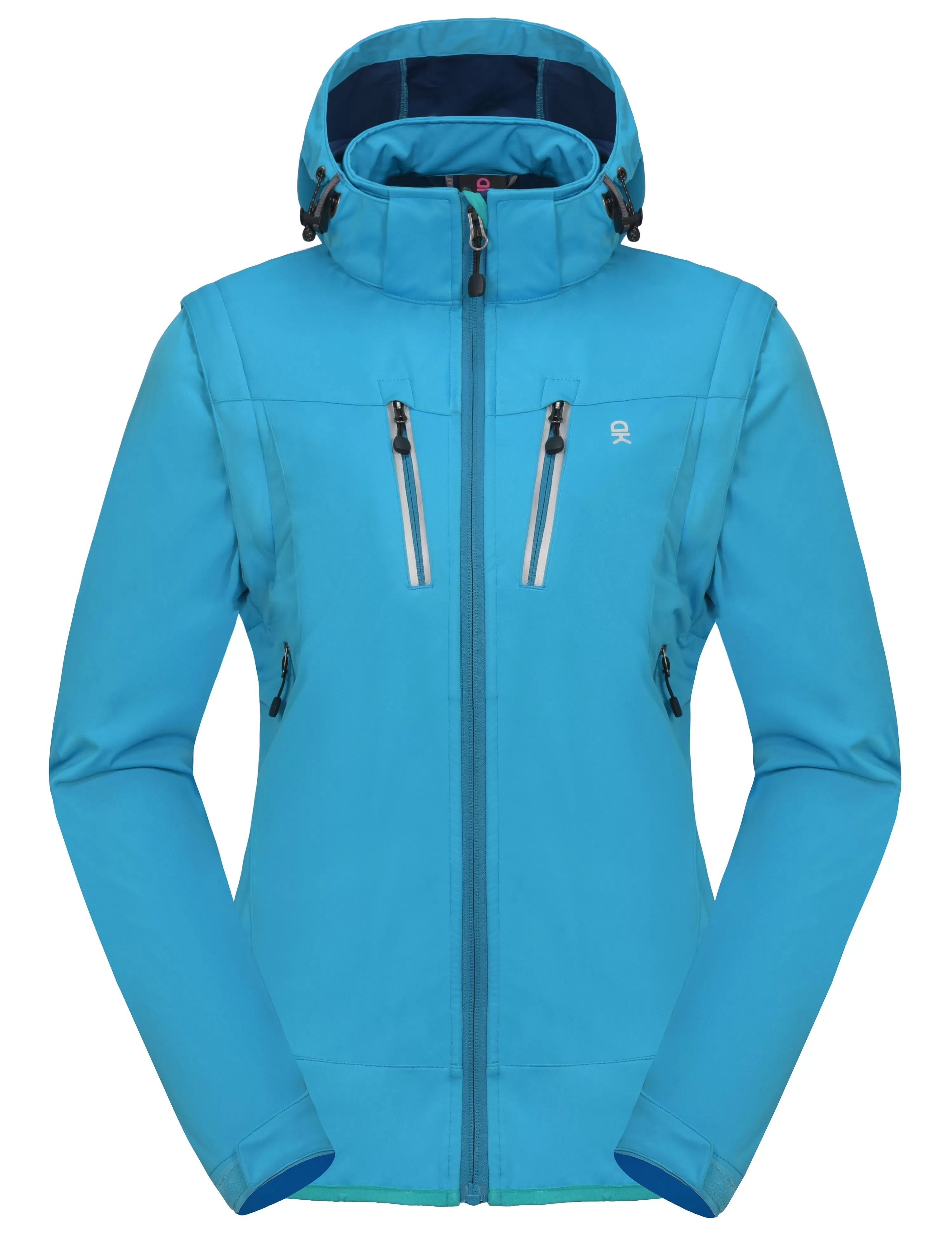 Women's Lightweight Softshell Hiking Jacket with Detachable Sleeves and Hood