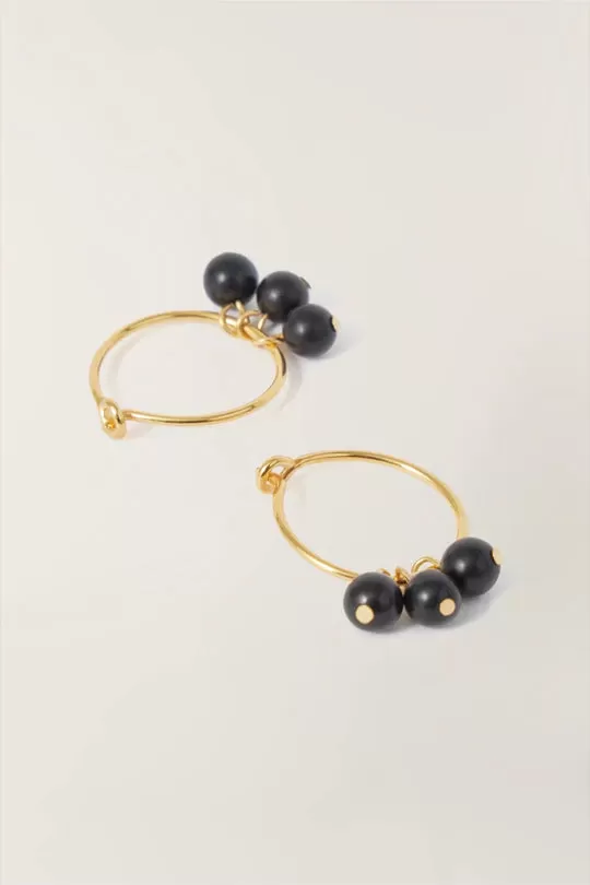 Zazou gold plate earrings with black howlite stones